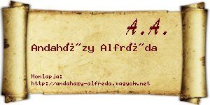 Andaházy Alfréda névjegykártya